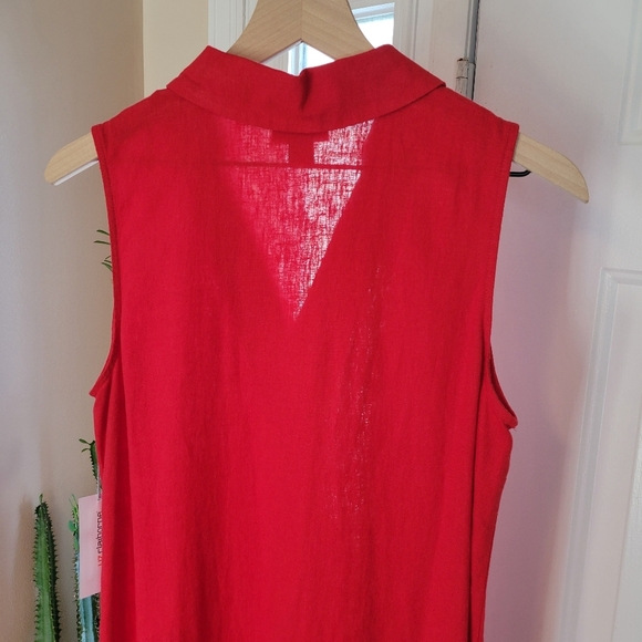 NWT Liz Claiborne Gorgeous Red Sleeveless Floor Length Linen Blend Dress, Size S - Picture 8 of 10